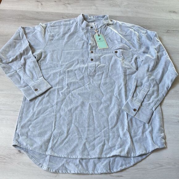 Lee Valley Flannel Cotton Grandfather Shirt blue‎ size small nwt - Picture 4 of 6